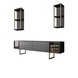 Hanah Home Mueble de TV Moderno Salón Antracita y Negro 180cm